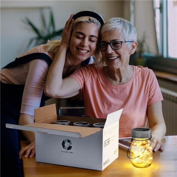 Hanging Solar Mason Jar Lights, 6 Pack 30 Led String Fairy Lights Hanging Solar - Picture 6 of 7